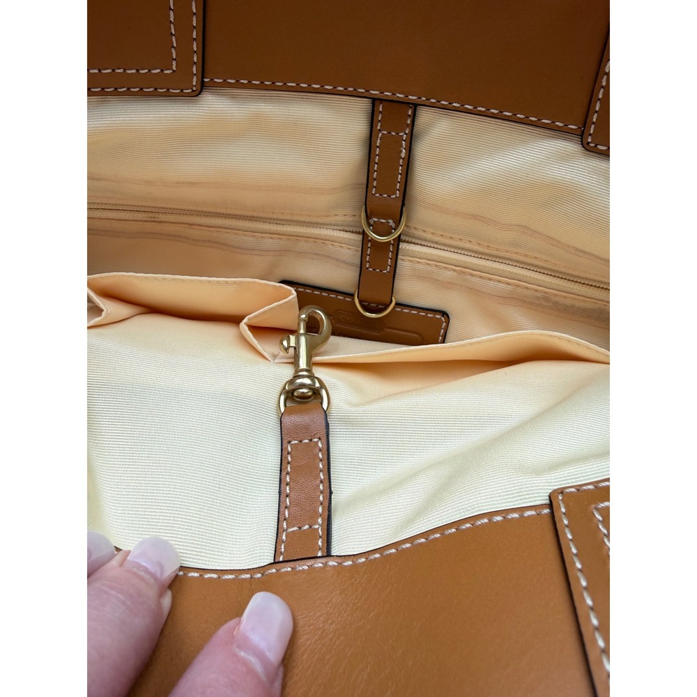 Coach Bleecker Natural Straw Tan Leather Floral Summer Bag MO0868-F13373 - Picture 15 of 16